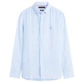 Tommy Hilfiger Çizgili Keten Regular Fit Uzun Kollu Gömlek Erkek GÖMLEK MW0MW42400 0A5