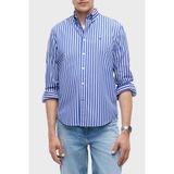 Tommy Hilfiger Çizgili Pamuklu Regular Fit Uzun Kollu Gömlek Erkek Gömlek MW0MW43315 0A5 - XL - Mavi - Beyaz