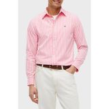 Tommy Hilfiger Çizgili Pamuklu Regular Fit Uzun Kollu Gömlek Erkek Gömlek MW0MW43315 0d1 - S - Pembe - Beyaz