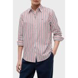 Tommy Hilfiger Çizgili Pamuklu Regular Fit Uzun Kollu Gömlek Erkek Gömlek MW0MW43315 0ev - Beyaz - Kırmızı - Lacivert