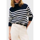 Tommy Hilfiger Çizgili Relaxed Fit Yarım Balıkçı Yaka Kazak Bayan Kazak WW0WW46759 0bd - Mavi - XS
