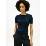 Tommy Hilfiger Co Cable C-Nk Ss Swt Kadın Mavi Kazak - Ww0ww41787