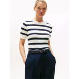 Tommy Hilfiger Co Cable Mıd Gg S/S C-Nk Swt Kadın Beyaz Kazak - Ww0ww45656