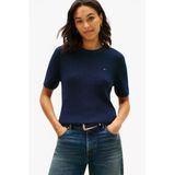 Tommy Hilfiger Co Cardı Stıtch C-Nk S/S Sweater Kadın Mavi Kazak - Ww0ww48793