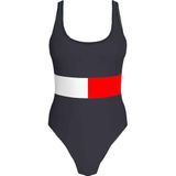 Tommy Hilfiger Çok Koyu Lacivert Yuvarlak Sırt Dekolteli Mayo, M, UW0UW05853, Dark Night Navy, Kadın