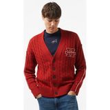 Tommy Hilfiger Contrast Cable Erkek Kırmızı Hırka - XNN-Kırmızı
