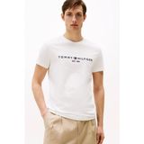 Tommy Hilfiger Core Tommy Logo Tee Erkek T-Shirt Düz Renk Tasarım XL Yumuşak Doku - Beyaz