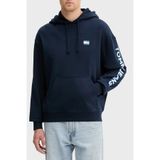 Tommy Hilfiger Cropped Fit Kapüşonlu Kol Baskılı Sweatshirt, M, DM0DM21834, Dark Night Navy, erkek