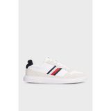 Tommy Hilfiger Deri Süet Detaylı Logolu Sneaker Ayakkabı Erkek Ayakkabı FM0FM04889 0k6 - Beyaz