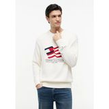 Tommy Hilfiger Ekru Erkek Bisiklet Yaka Kazak MW0MW43386Z00_RWB Crew Neck Sweate