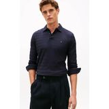 Tommy Hilfiger Erkek Balıksırtı Jakarlı Saf Pamuklu Uzun Kollu Lacivert Polo Yaka T-Shirt MW0MW40292-DW5 - 2XL