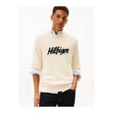 Tommy Hilfiger Erkek Bej Kazak, Seasonal Graphic Cotton Crew Neck