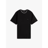 Tommy Hilfiger Erkek Bisiklet Yaka T-Shirt, Siyah, L Beden