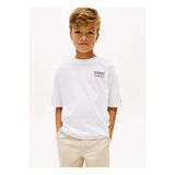 Tommy Hilfiger Erkek Çocuk Baskılı T-Shirt, 10 Yaş, PR-KB0KB101940176900048, BEYAZ, Erkek Çocuk