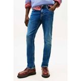 Tommy Hilfiger Erkek Dar Kesim Yıkanmış Jean Pantolon - Mavi