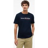 Tommy Hilfiger Erkek Dokuma Bisiklet Yaka Kısa Kollu Günlük Lacivert T-Shirt MW0MW44875-DW5