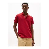 Tommy Hilfiger Erkek Dokuma Polo Yaka Kısa Kol Günlük Kırmızı T-Shirt
