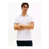 Tommy Hilfiger Erkek Düğme Kapama Kısa Kol %100 Pamuk Beyaz Polo Yaka T-Shirt