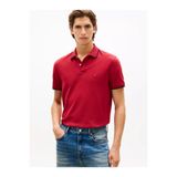 Tommy Hilfiger Erkek Düğme Kapama Kısa Kol %100 Pamuk Kırmızı Polo Yaka T-Shirt