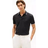 Tommy Hilfiger Erkek Düğme Kapama Kısa Kol %100 Pamuk Siyah Polo Yaka T-Shirt MW0MW42748-BDS