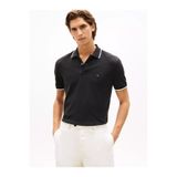 Tommy Hilfiger Erkek Düğme Kapama Kısa Kol %100 Pamuk Siyah Polo Yaka T-Shirt
