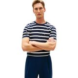 Tommy Hilfiger Erkek ESS Reg Fit Stripe Pocket Tee Mw0mw41378 S/S T-Shirt, Mavi (Desert Sky / Ekru Çizgili), S
