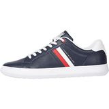 Tommy Hilfiger Erkek Essential Deri Düşük Top Cupsole Spor Ayakkabı, Mavi Çöl Gökyüzü, 44 EU
