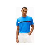 Tommy Hilfiger Erkek Göğsü Şerit Detaylı Bisiklet Yaka Kısa Kollu Mavi T-Shirt MW0MW36498-C4U