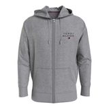 TOMMY HILFIGER Erkek Göğüste Marka Logolu Ful Fermuarlı Kapüşonlu Gri Sweatshirt UM0UM02879-P4A M