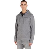 TOMMY HILFIGER Erkek Göğüste Marka Logolu Ful Fermuarlı Kapüşonlu Gri Sweatshirt UM0UM02879-P4A S