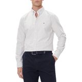 Tommy Hilfiger Erkek Gömlek Stripe Regular Fit Uzun Kollu, Kahverengi (Safari Kanvası/Beyaz), M