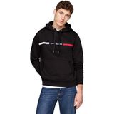 Tommy Hilfiger Erkek Kanguru Cepli Göğüs İçi Kapüşonlu Sweatshirt, siyah siyah), XL
