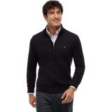 Tommy Hilfiger Erkek kazak fermuarlı Essential Cotton Zip Thru dik yaka, siyah (Black), XXL