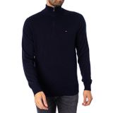 Tommy Hilfiger Erkek kazak fermuarlı Mock Neck Regular Fit, Mavi (Desert Sky), S