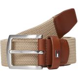 Tommy Hilfiger Erkek Kemer Denton Elastic 3,5 cm Örgülü, Bej (Horseradish), 100