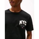 Tommy Hilfiger Erkek Kısa Kol Bisiklet Yaka Nyc Yazı Desen Siyah T-Shirt MW0MW40427-BDS - 2XL