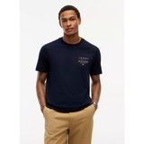 Tommy Hilfiger Erkek Kısa Kol Regular Fit Bisiklet Yaka Pamuklu Kumaş Lacivert T-Shirt MW0MW44361-DW5 - 2XL