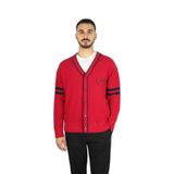 TOMMY HILFIGER Erkek Logolu, V Yakalı, Uzun Kollu, Kırmızı Hırka