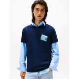 Tommy Hılfıger Erkek Marka Logolu Bisiklet Yakalı Pamuklu Lacivert T-Shirt DM0DM22127 C1G