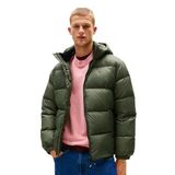Tommy Hilfiger Erkek Marka Logolu Full Fermuarlı Kapüşonlu Yeşil Mont, 2XL Beden