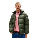 Tommy Hilfiger Erkek Marka Logolu Full Fermuarlı Kapüşonlu Yeşil Mont, XL Beden