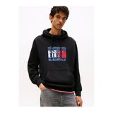 Tommy Hilfiger Erkek Marka Logolu Kapüşonlu Şık Görünüşlü Siyah Sweatshirt