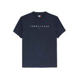 Tommy Hilfiger Erkek Marka Logolu Organik Pamuklu Bisiklet Yakalı Günlük Kullanıma Uygun Mavi T-Shirt