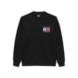 Tommy Hilfiger Erkek Marka Logolu Organik Pamuklu Bisiklet Yakalı Günlük Kullanıma Uygun Siyah Sweat