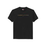 Tommy Hilfiger Erkek Marka Logolu Organik Pamuklu Bisiklet Yakalı Günlük Kullanıma Uygun Siyah4 T-Shirt