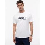 Tommy Hilfiger Erkek Normal Kalıp Logo Baskılı Yuvarlak Yakalı Pamuklu Kısa Kollu Beyaz T-Shirt MW0MW43448-YBR - 2XL