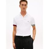Tommy Hilfiger Erkek Normal Kalıp Logo Bayrak Işlemeli Pamuklu Kısa Kollu Beyaz Polo Yaka T-Shirt MW0MW42743-YBR