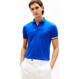 Tommy Hilfiger Erkek Normal Kalıp Logo Bayrak Işlemeli Pamuklu Kısa Kollu Mavi Polo Yaka T-Shirt MW0MW42743-C7F