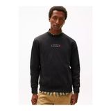 Tommy Hilfiger Erkek Normal Kalıp Logo Desenli Yuvarlak Yakalı Uzun Kollu Siyah Sweatshirt