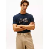 Tommy Hilfiger Erkek Normal Kalıp Logo Kabartmalı Yuvarlak Yakalı Pamuklu Kısa Kollu Lacivert T-Shirt MW0MW42803-DW5 - XL